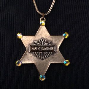 Vintage Harley Davidson Pendant Necklace Swarovski